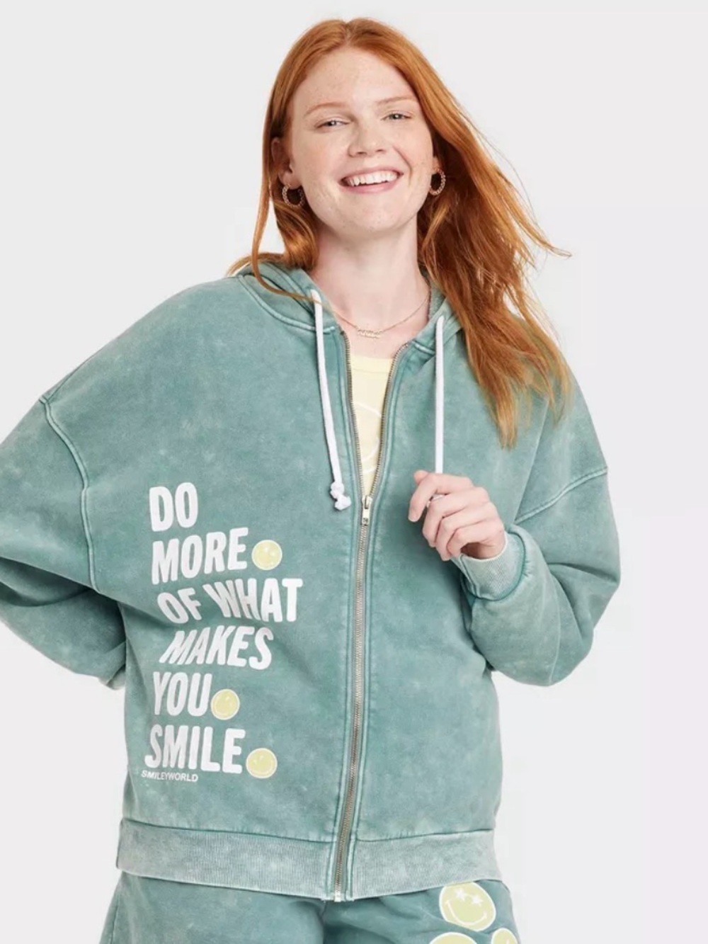 Smiley world zip up hoodie